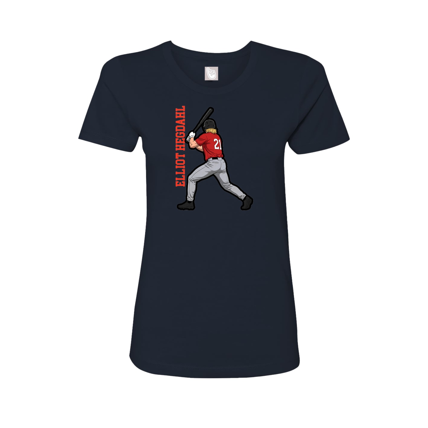 Fitted Women's Tee — Name Vertical in Navy