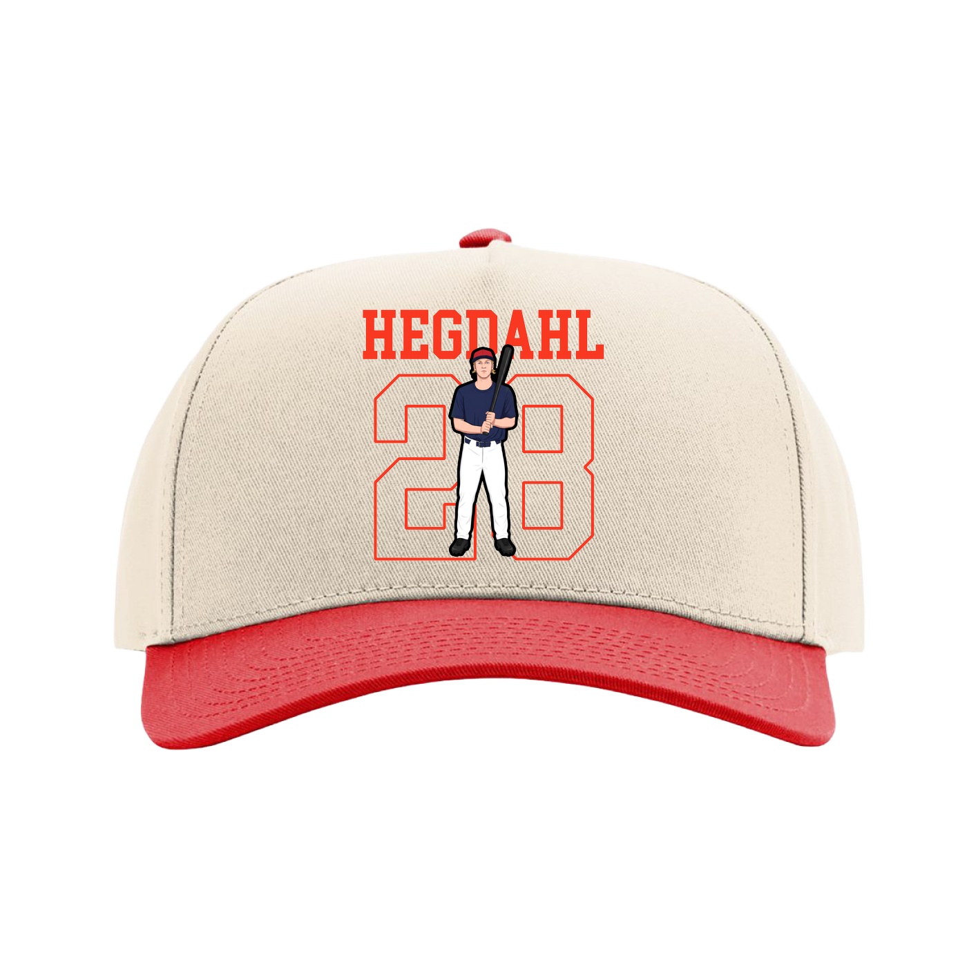 Full Fabric Five-Panel Champ Cap — Shirsey in Cream/Red