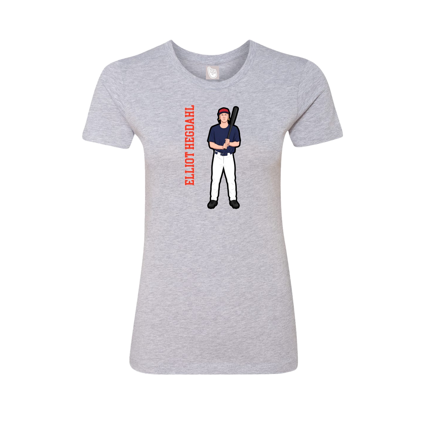 Fitted Women's Tee — Name Vertical in Grey
