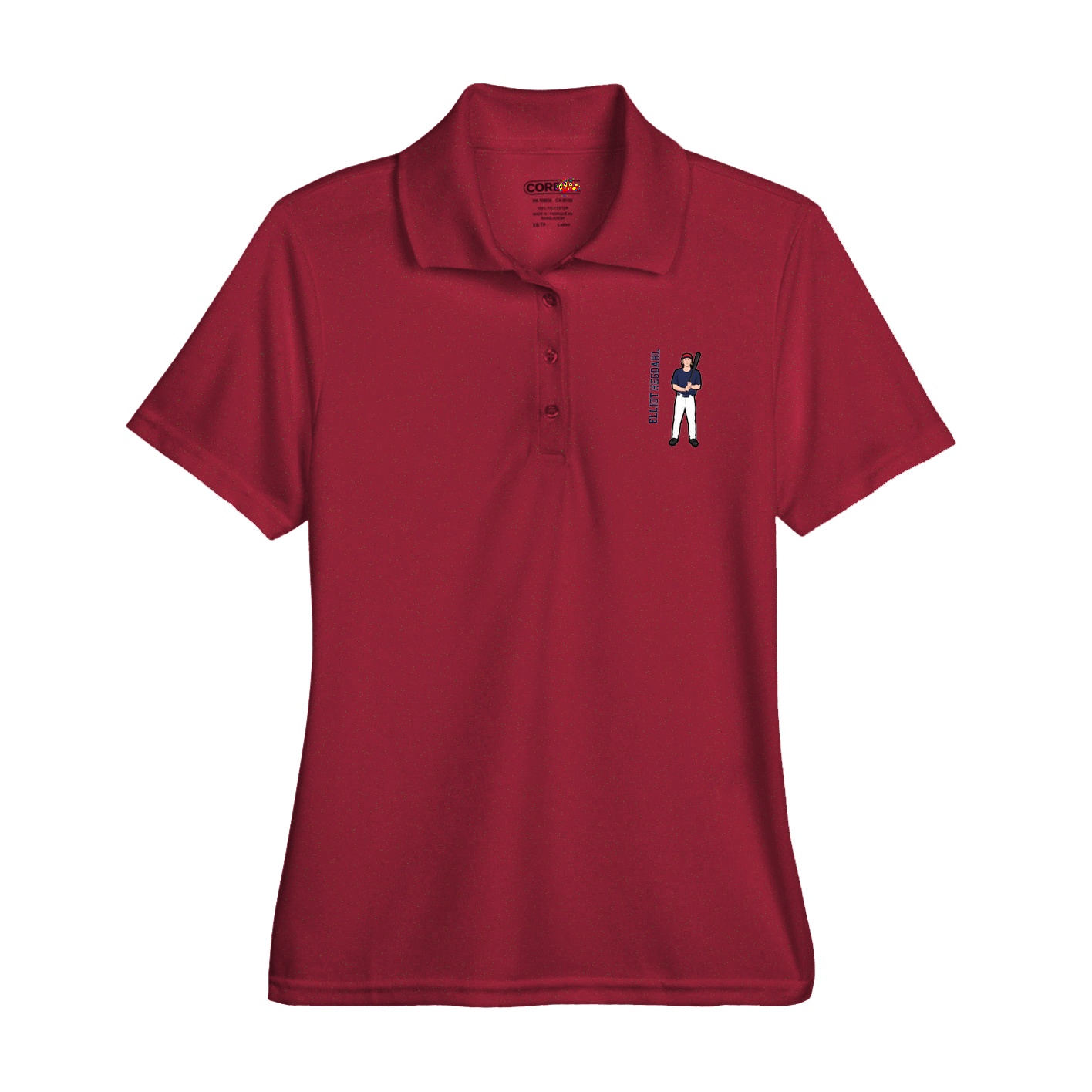 Womens Performance Polo — Name Vertical in Red