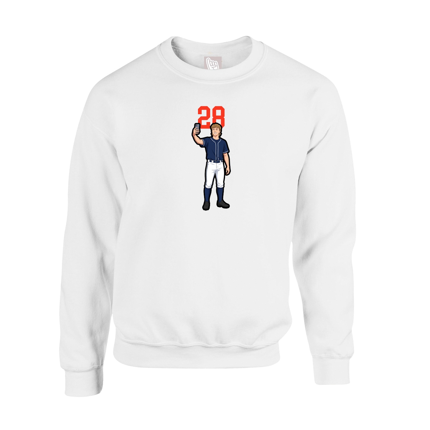 Fleece Crew — Number Top in White