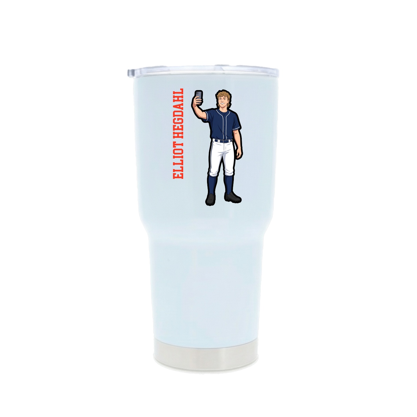 30oz Stainless Steel Tumbler — Name Vertical in White