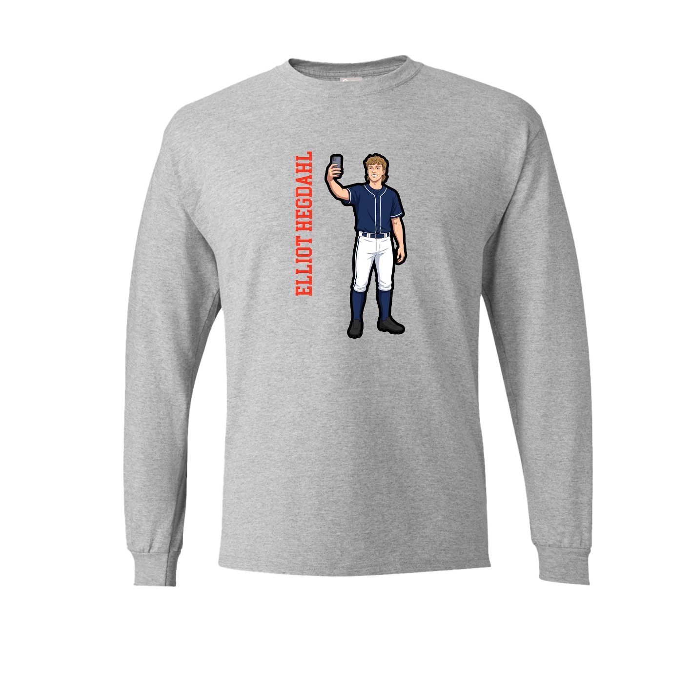 Long Sleeve Tee — Name Vertical in Grey