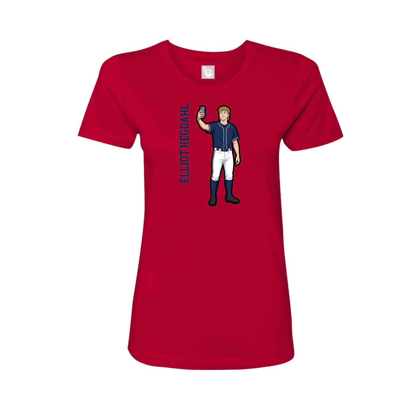 Fitted Women's Tee — Name Vertical in Red
