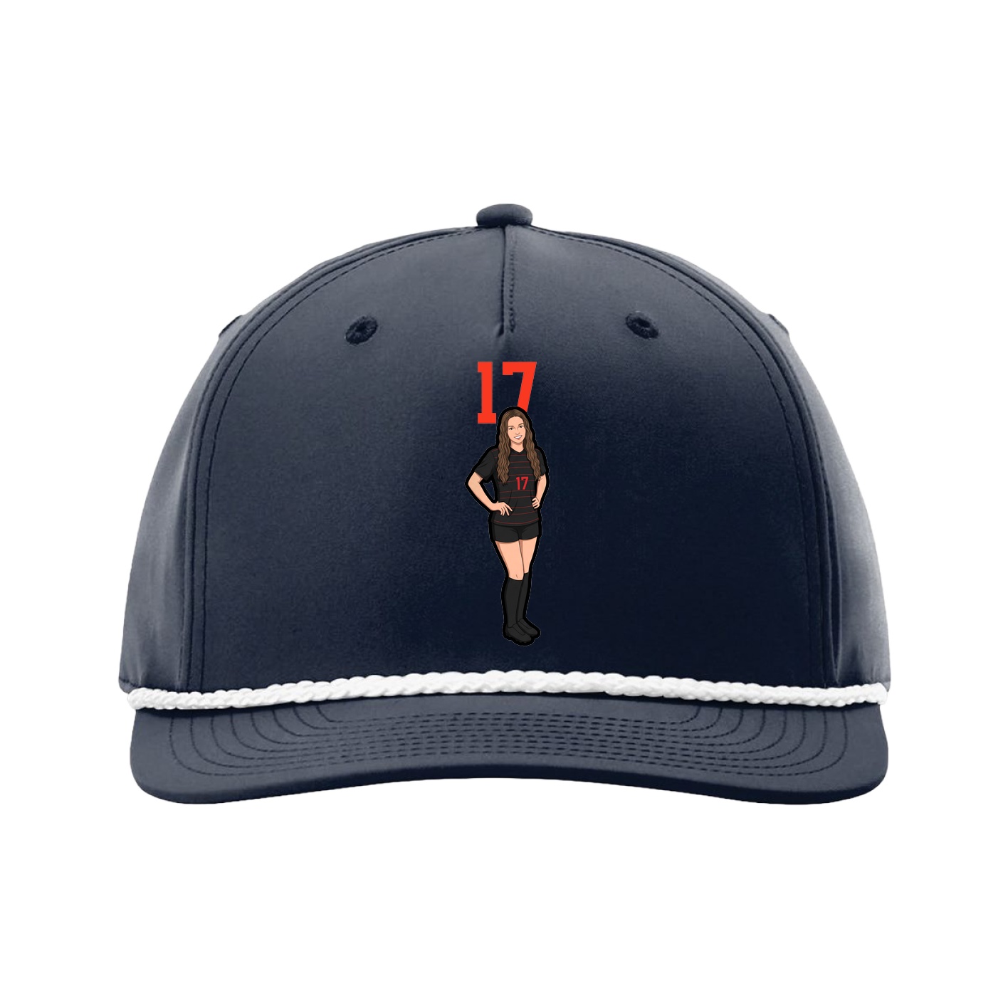 Five-Panel Classic Rope Cap — Number Top in Navy