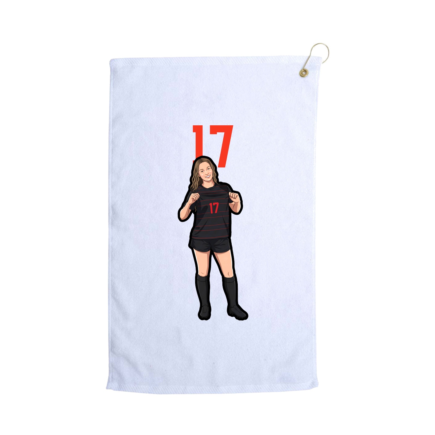 Golf Towel — Number Top in White