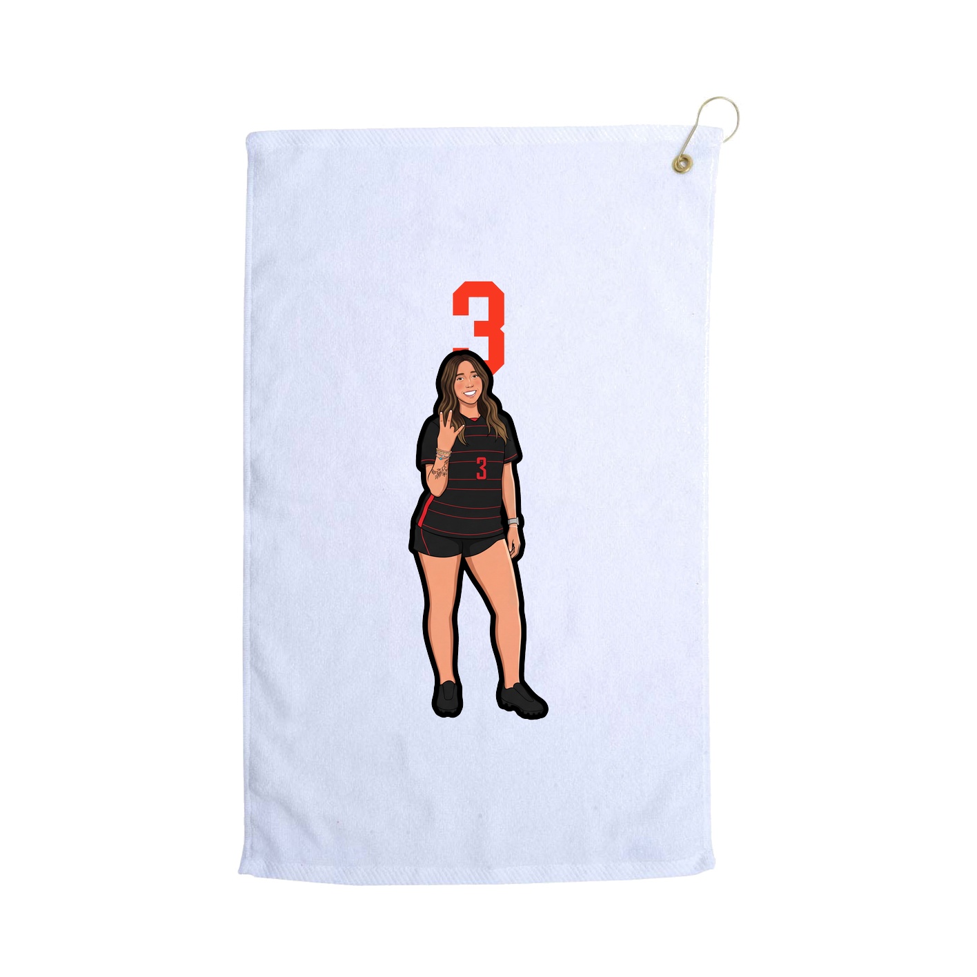Golf Towel — Number Top in White