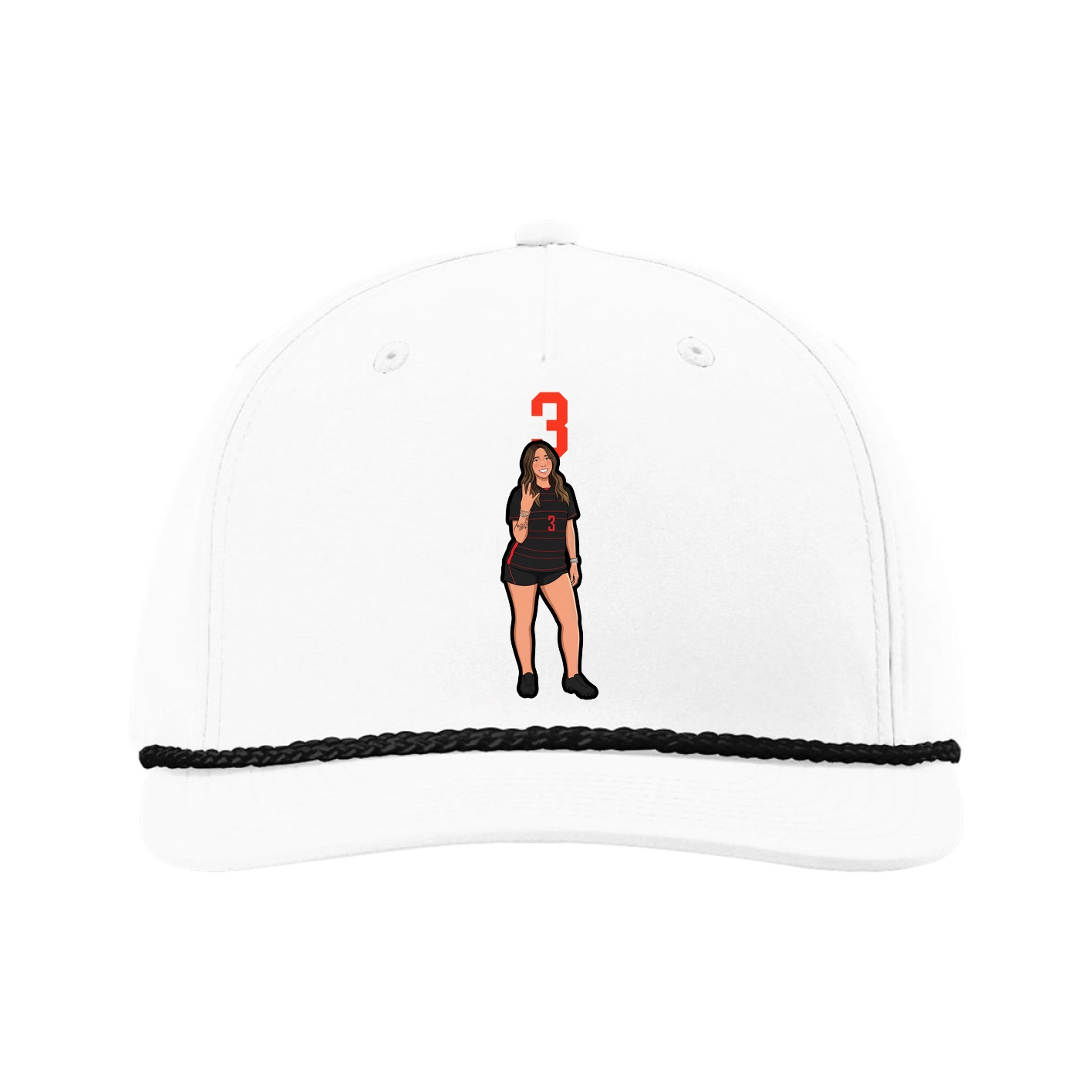 Five-Panel Classic Rope Cap — Number Top in White