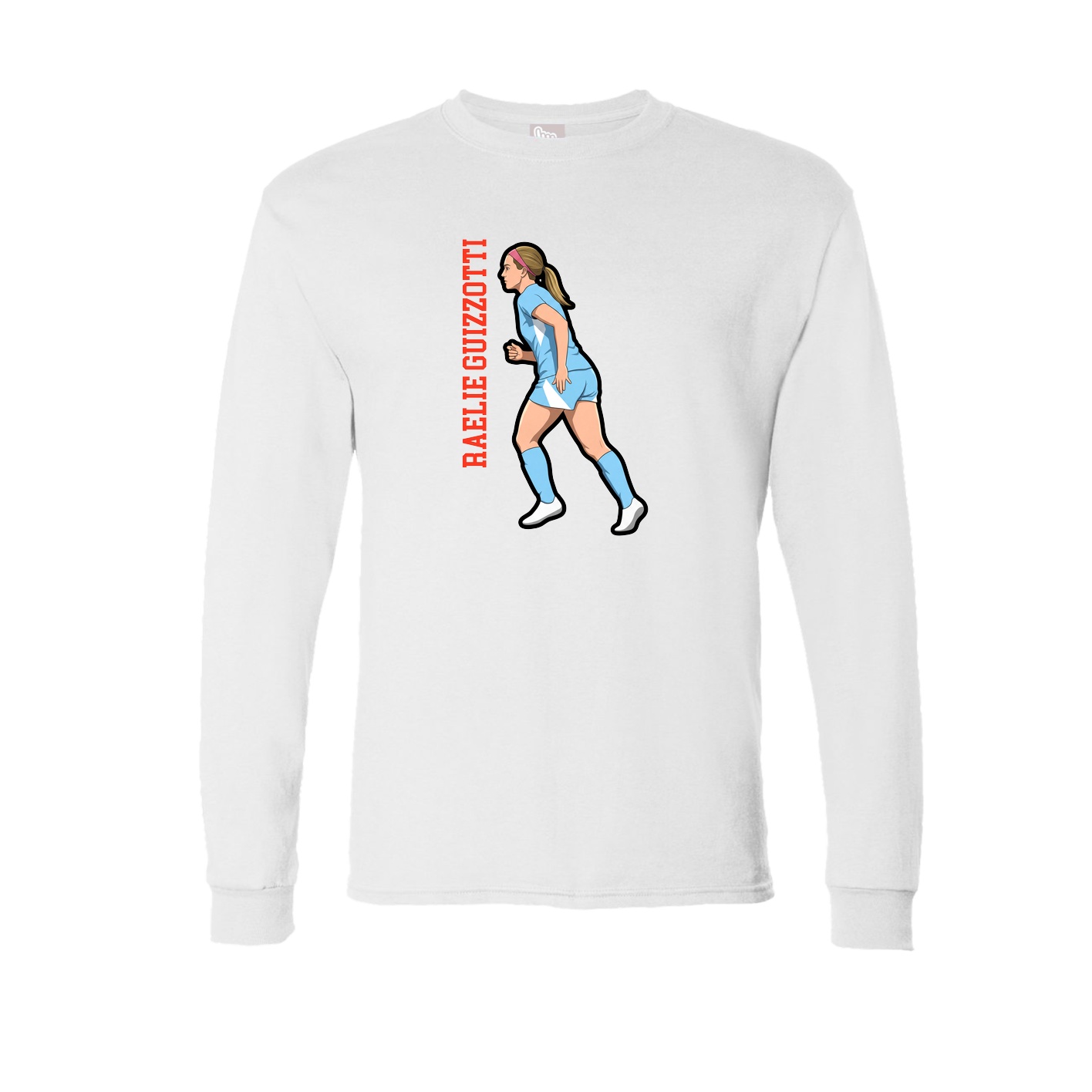 Long Sleeve Tee — Name Vertical in White