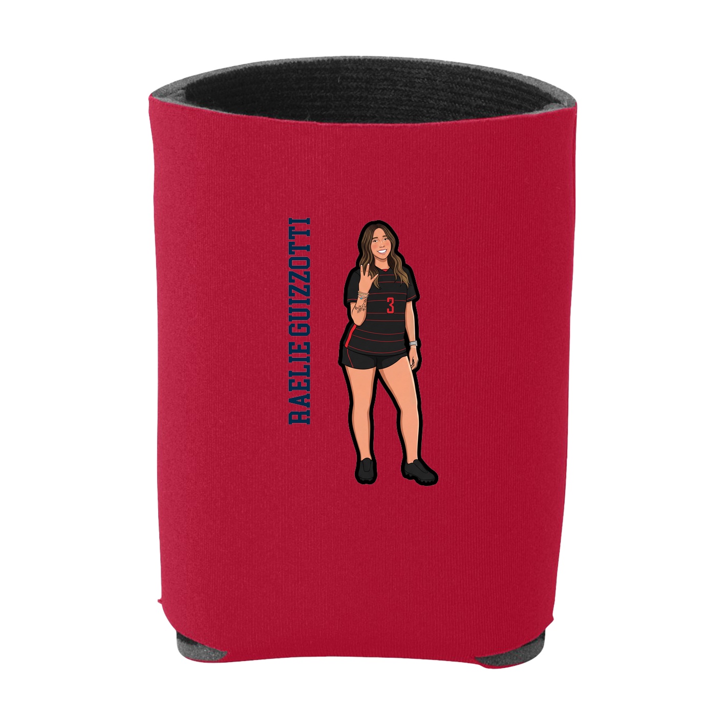 Can Holder — Name Vertical in Red