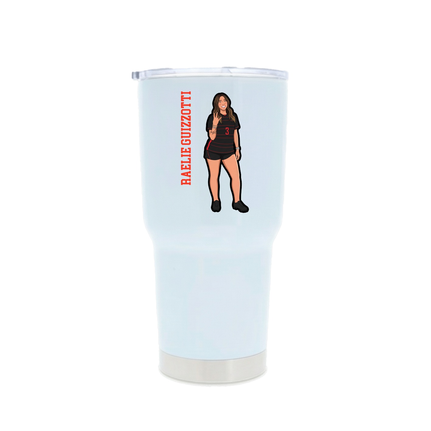 30oz Stainless Steel Tumbler — Name Vertical in White