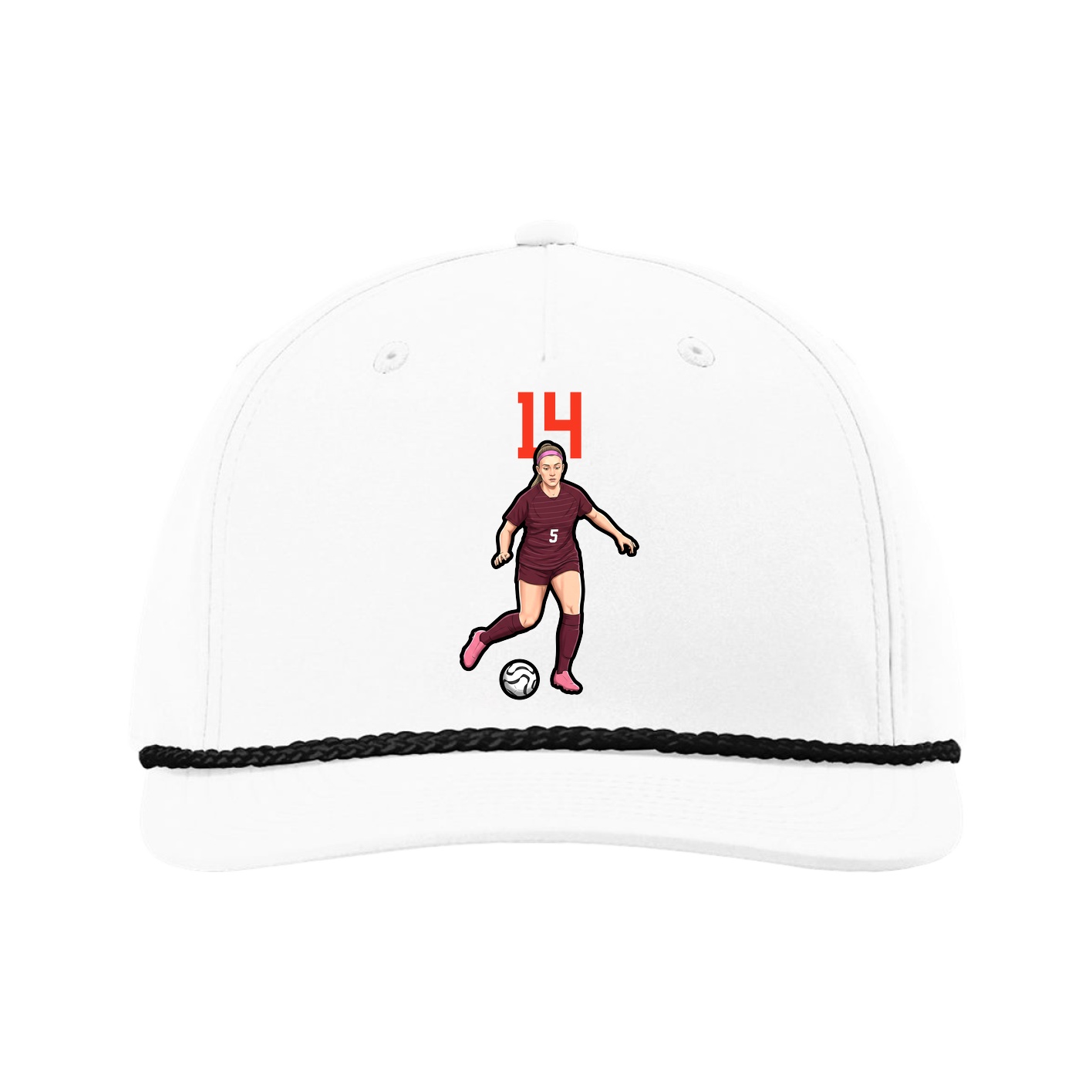 Five-Panel Classic Rope Cap — Number Top in White