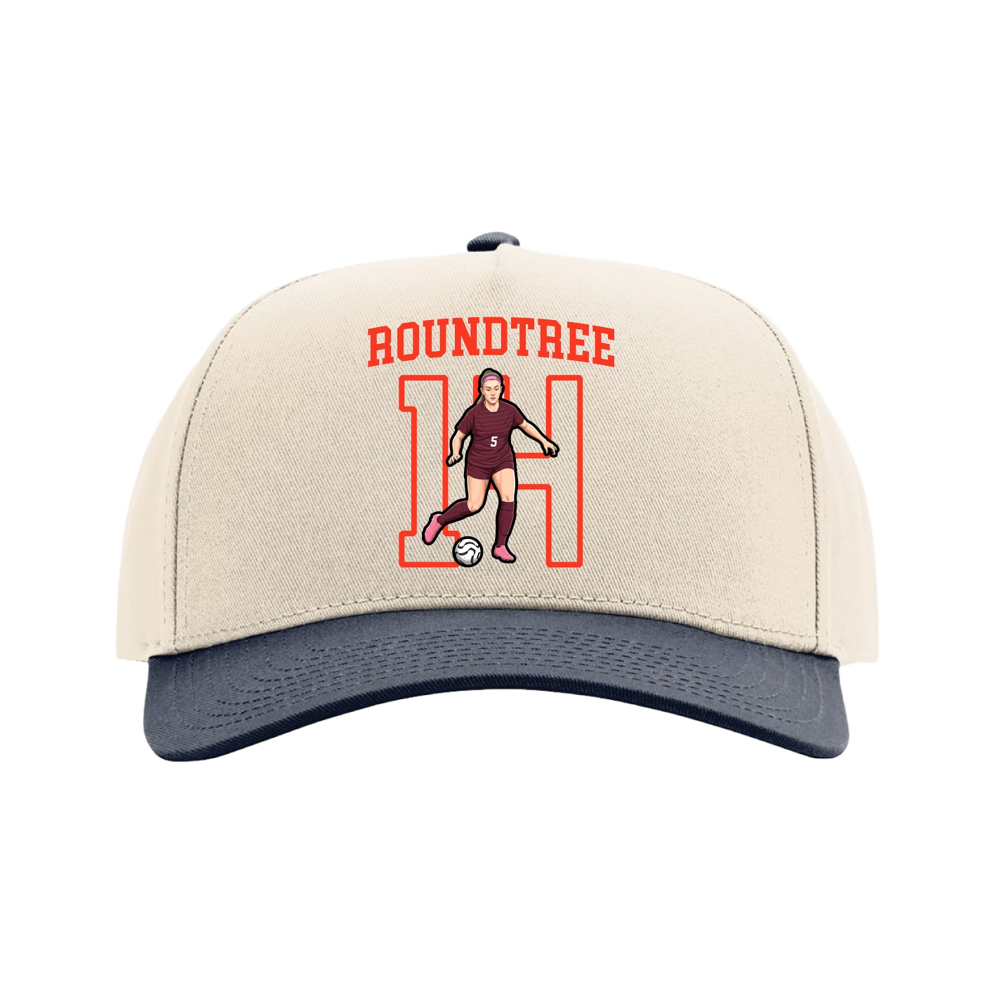Full Fabric Five-Panel Champ Cap — Shirsey in Cream/Navy