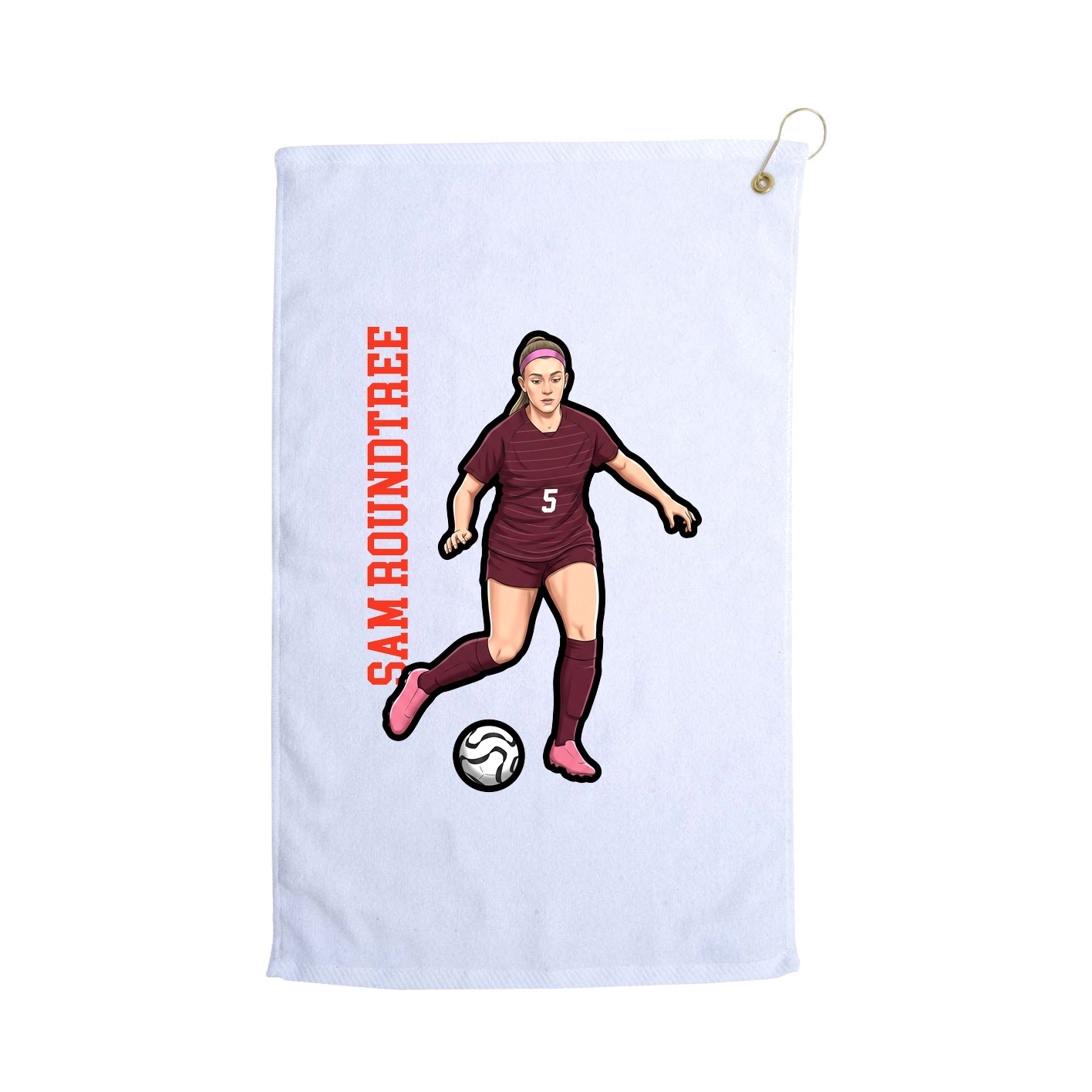 Golf Towel — Name Vertical in White