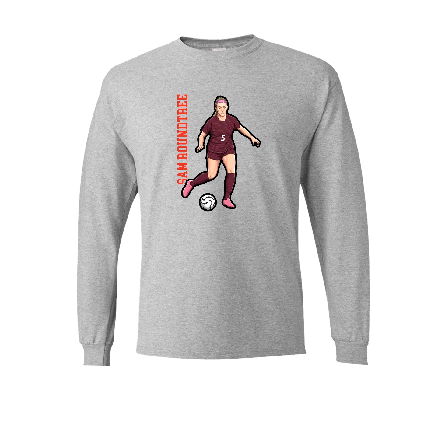 Long Sleeve Tee — Name Vertical in Grey