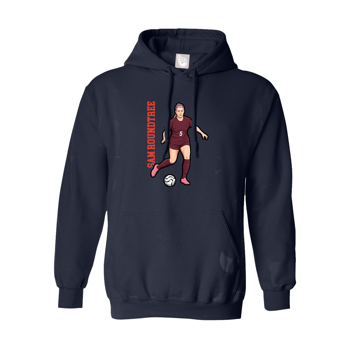 Hoodie — Name Vertical in Navy