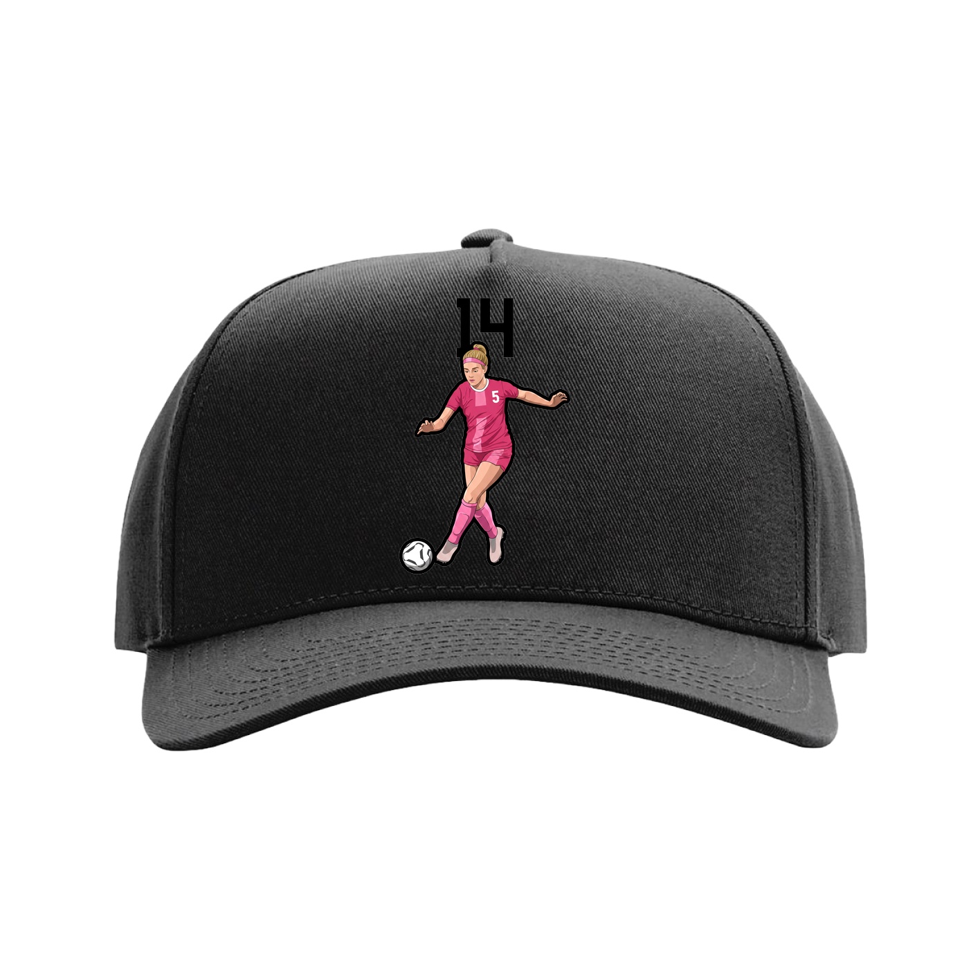 Full Fabric Five-Panel Champ Cap — Number Top in Black