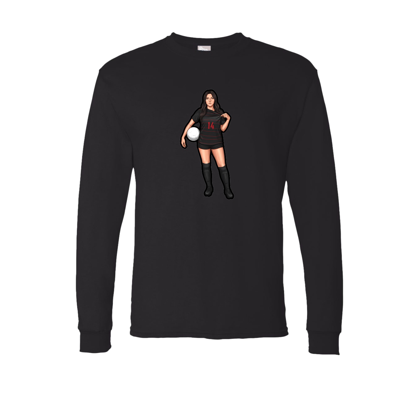 Long Sleeve Tee — Name Vertical in Black