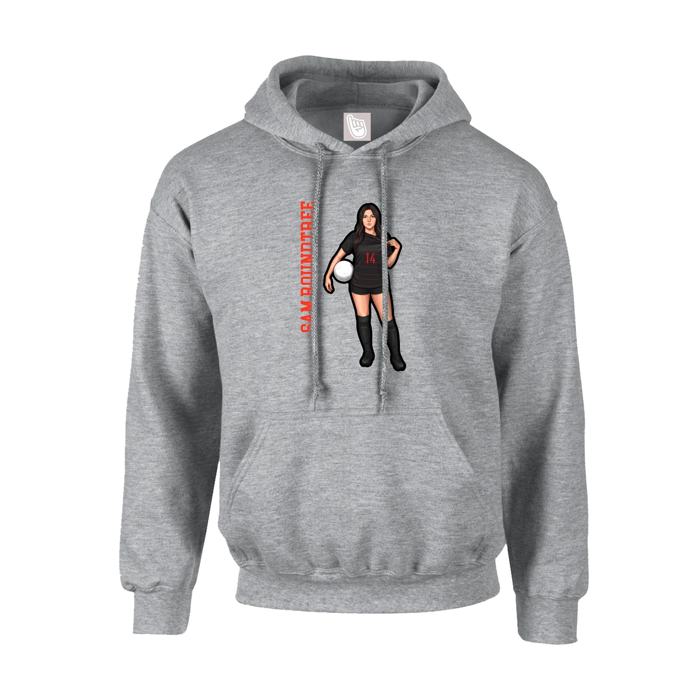 Youth Hoodie — Name Vertical in Grey