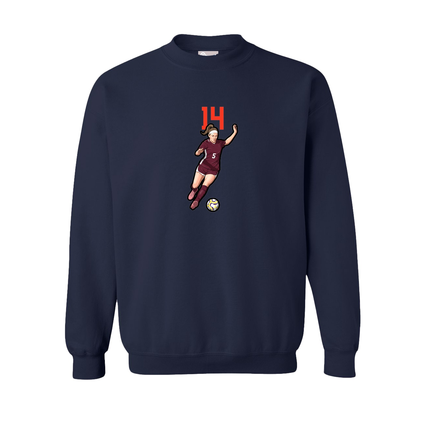 Fleece Crew — Number Top in Navy
