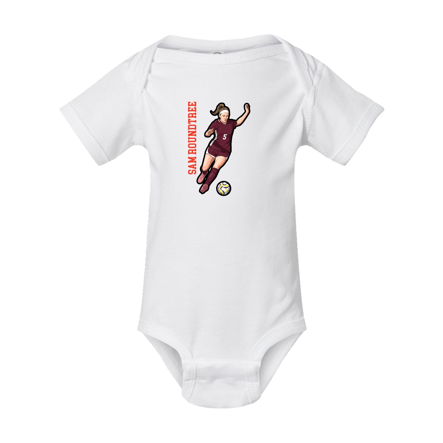 Baby Onesie — Name Vertical in White