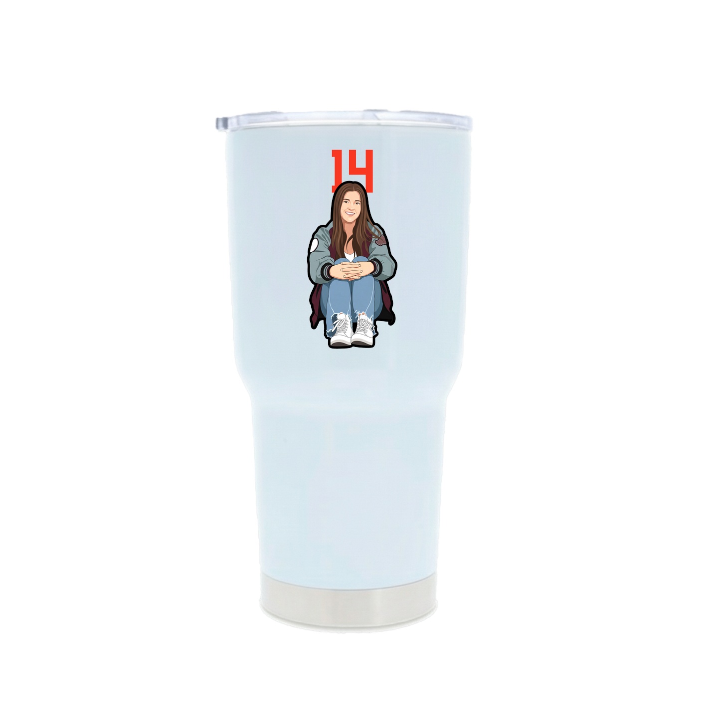 30oz Stainless Steel Tumbler — Number Top in White