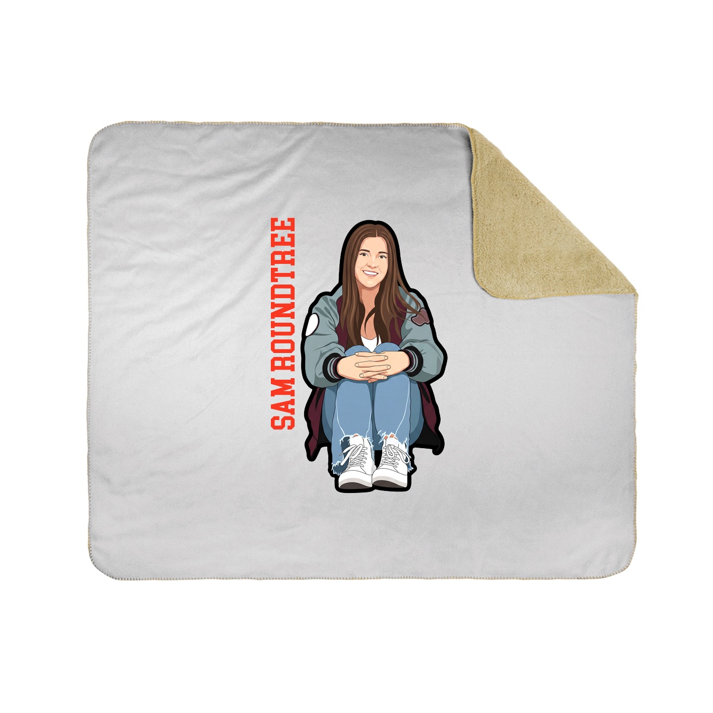 Throw Blanket — Name Vertical in White