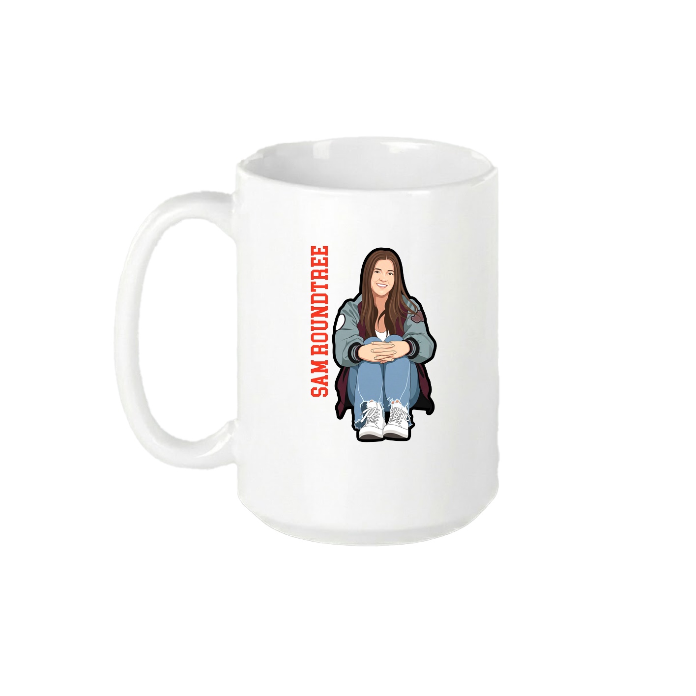 15oz Coffee Mug — Name Vertical in White