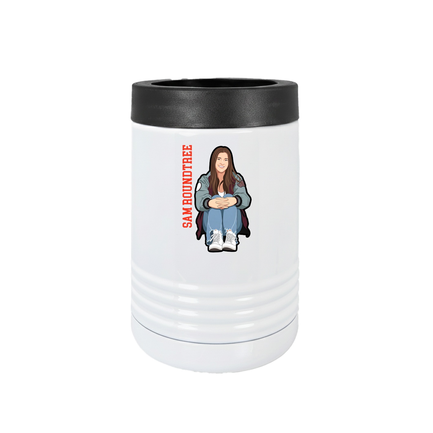 Beverage Holder — Name Vertical in White