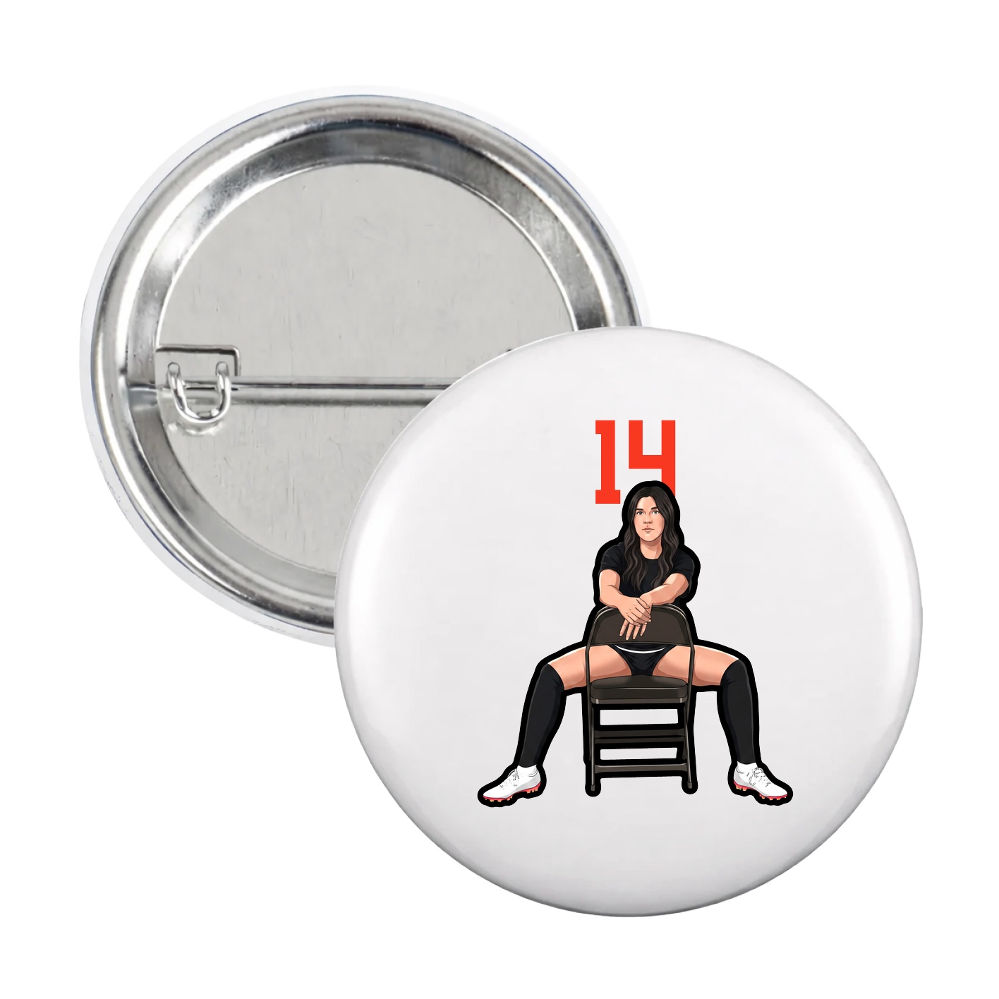 Game Day Button — Number Top in White