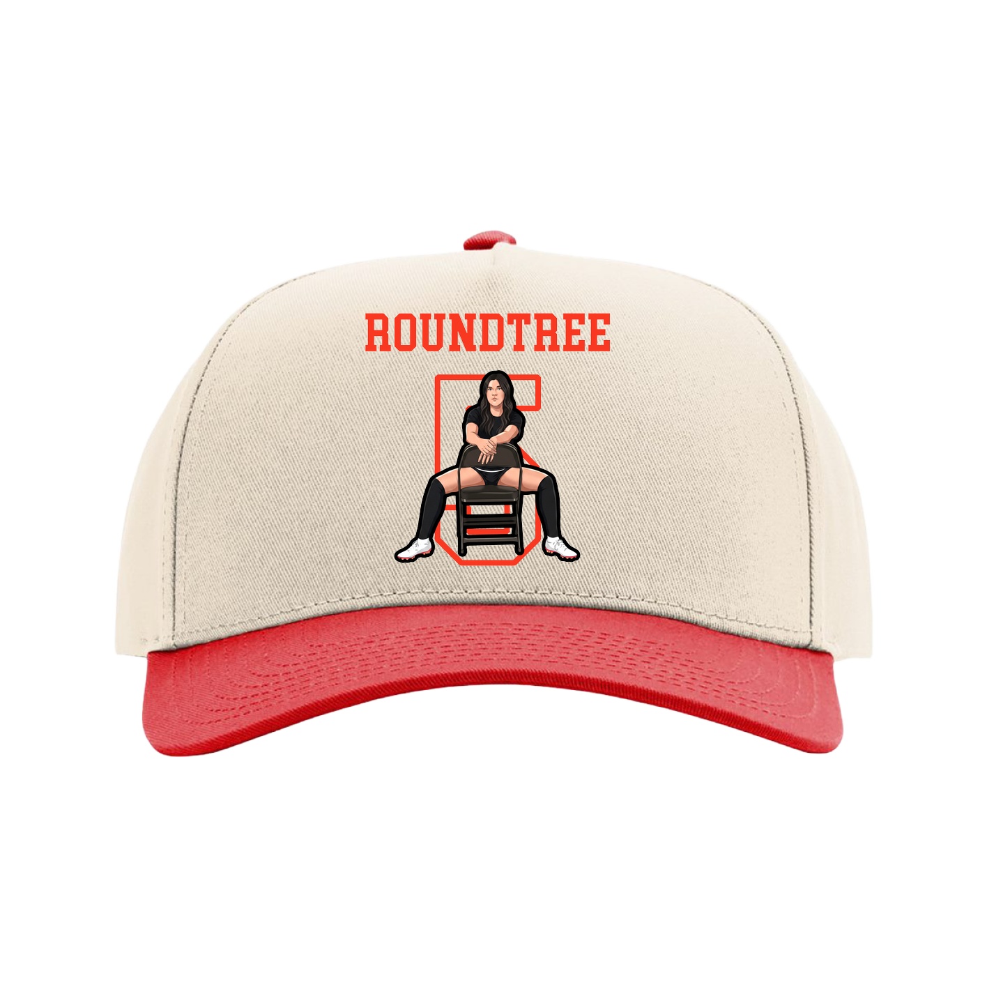 Full Fabric Five-Panel Champ Cap — Shirsey in Cream/Red