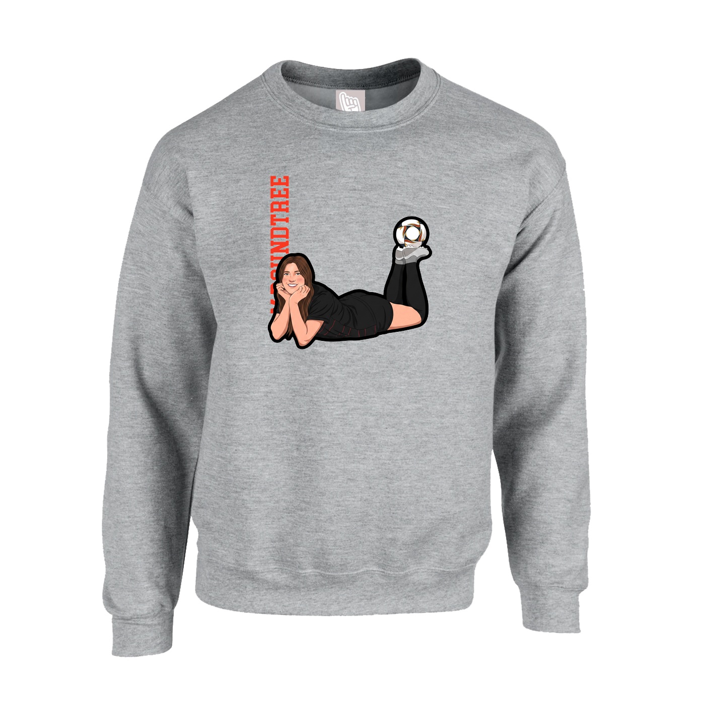 Fleece Crew — Name Vertical in Grey