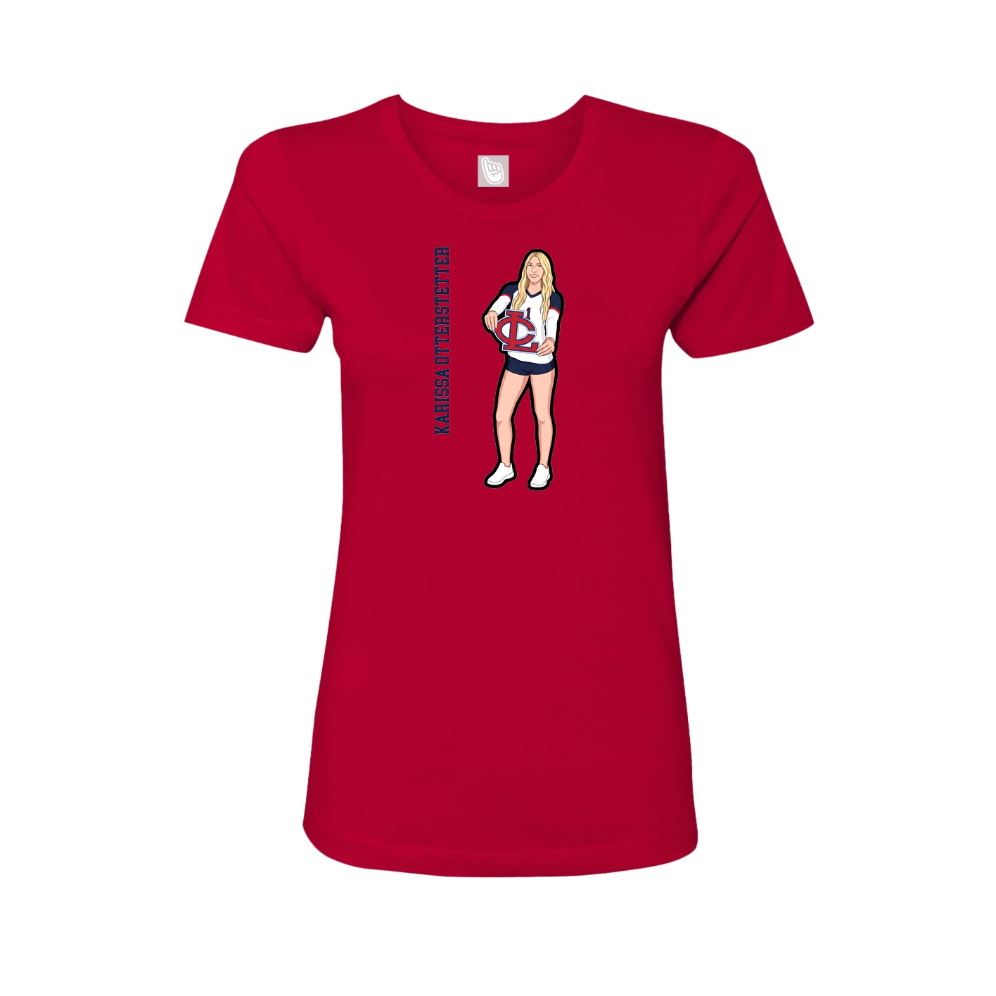Fitted Women's Tee — Name Vertical in Red