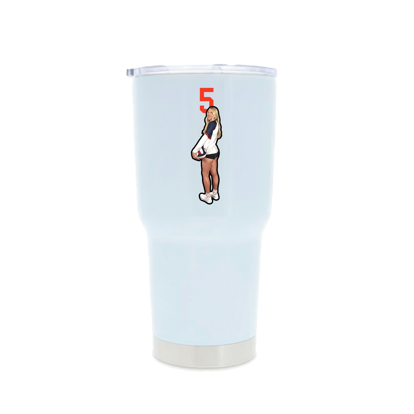 30oz Stainless Steel Tumbler — Number Top in White