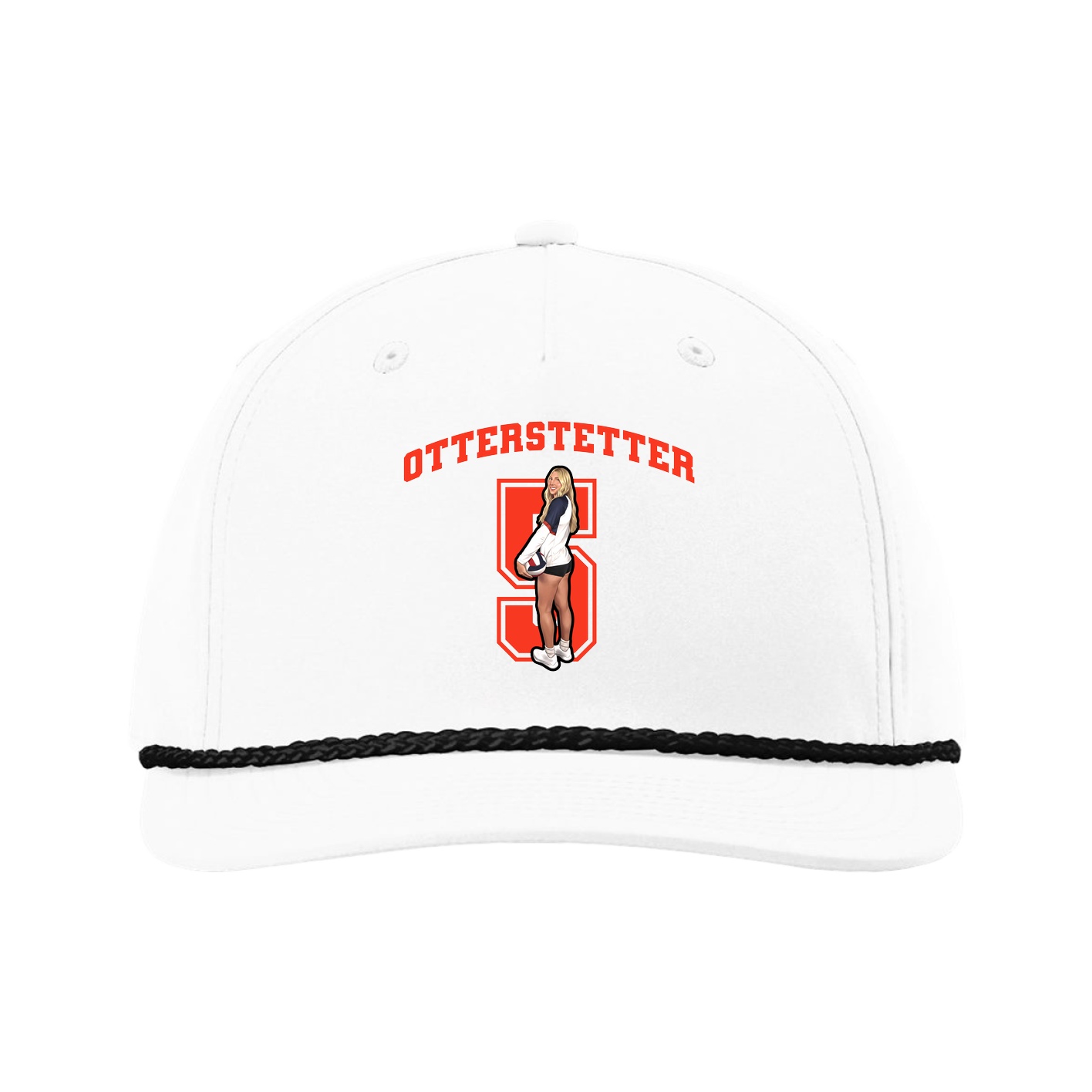 Five-Panel Classic Rope Cap — Number in White