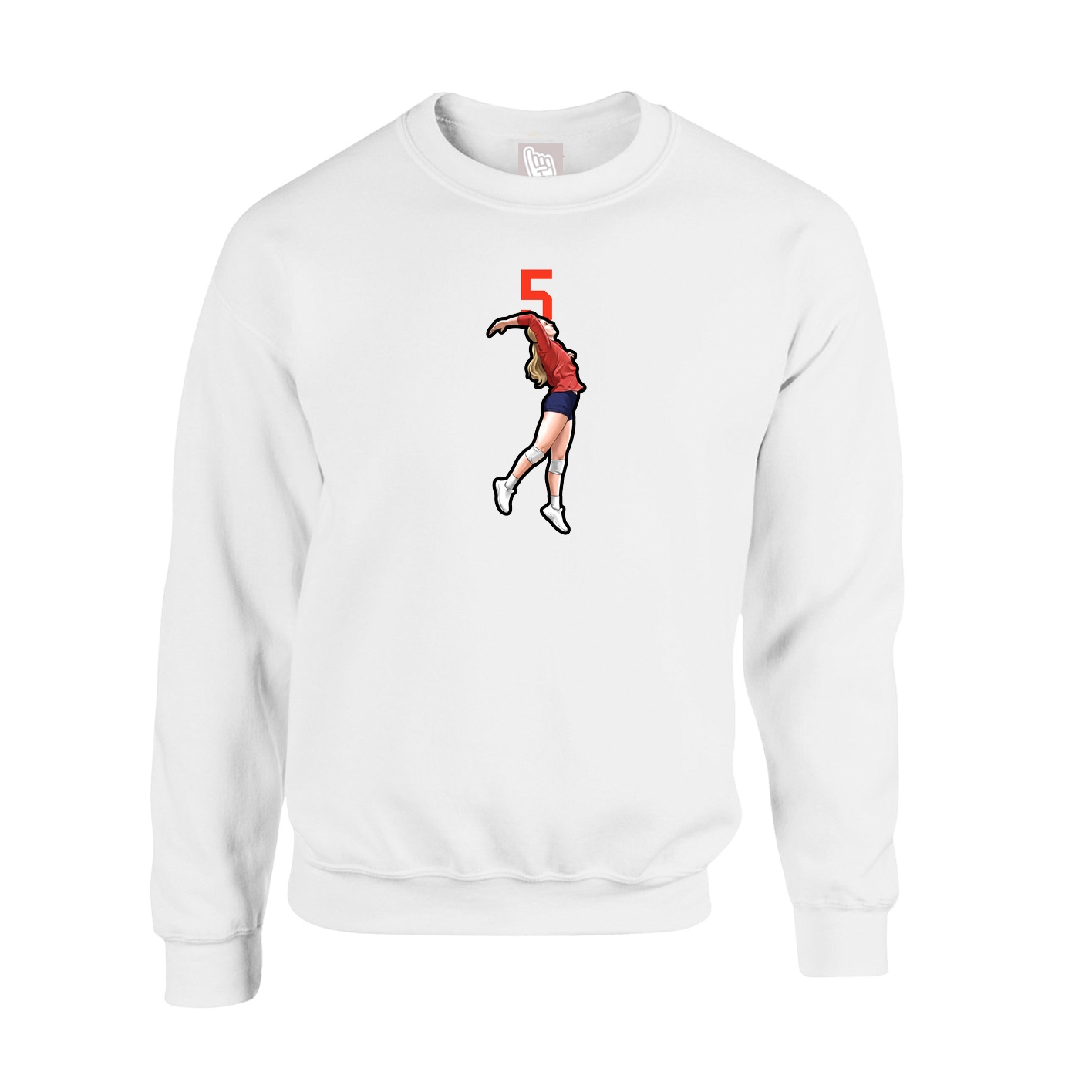 Fleece Crew — Number Top in White