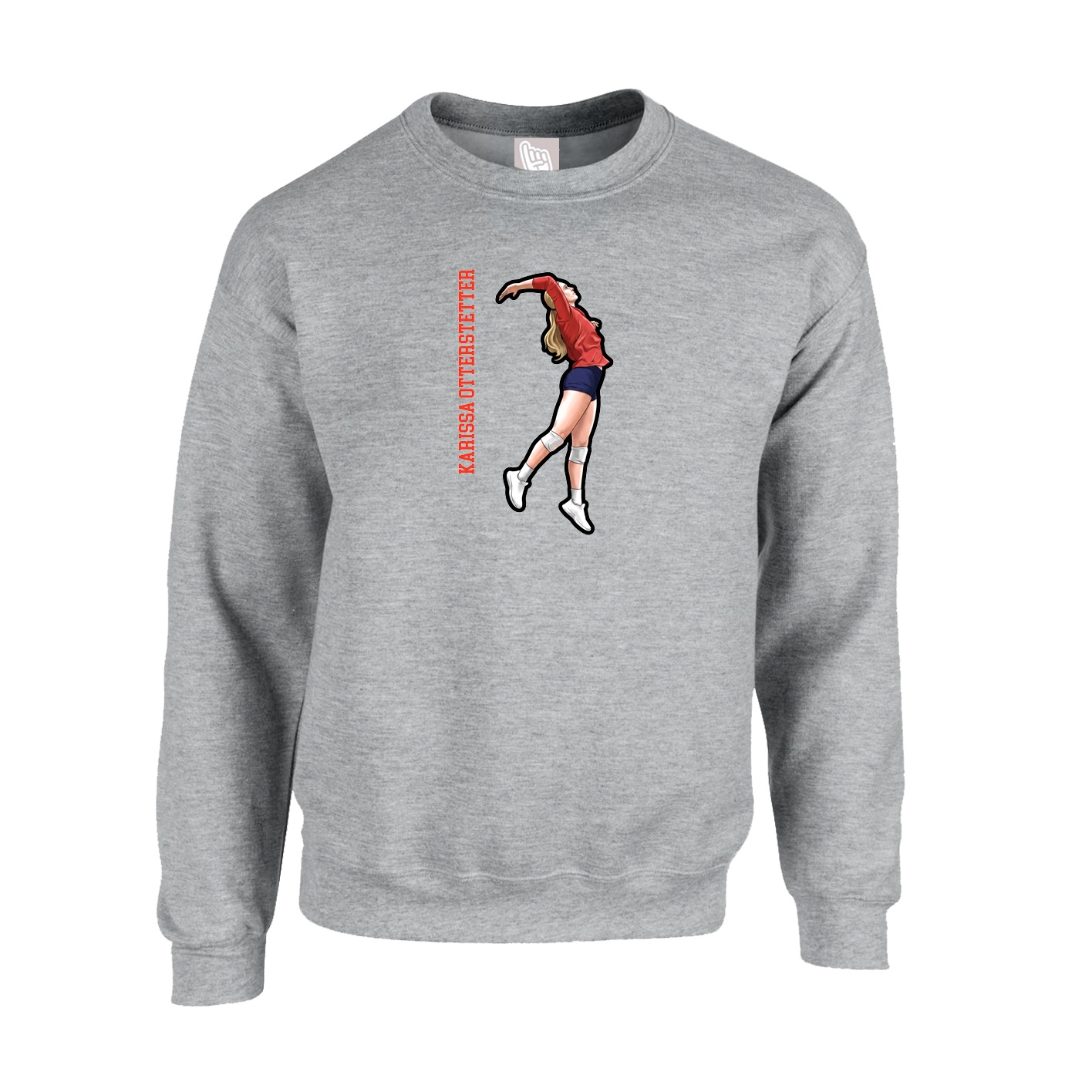 Fleece Crew — Name Vertical in Grey