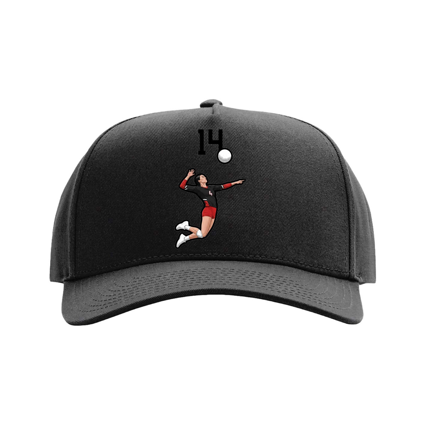 Full Fabric Five-Panel Champ Cap — Number Top in Black