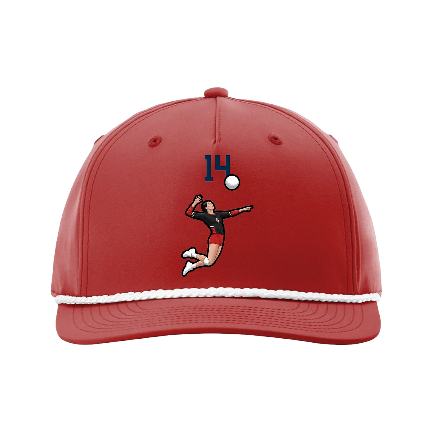 Five-Panel Classic Rope Cap — Number Top in Red
