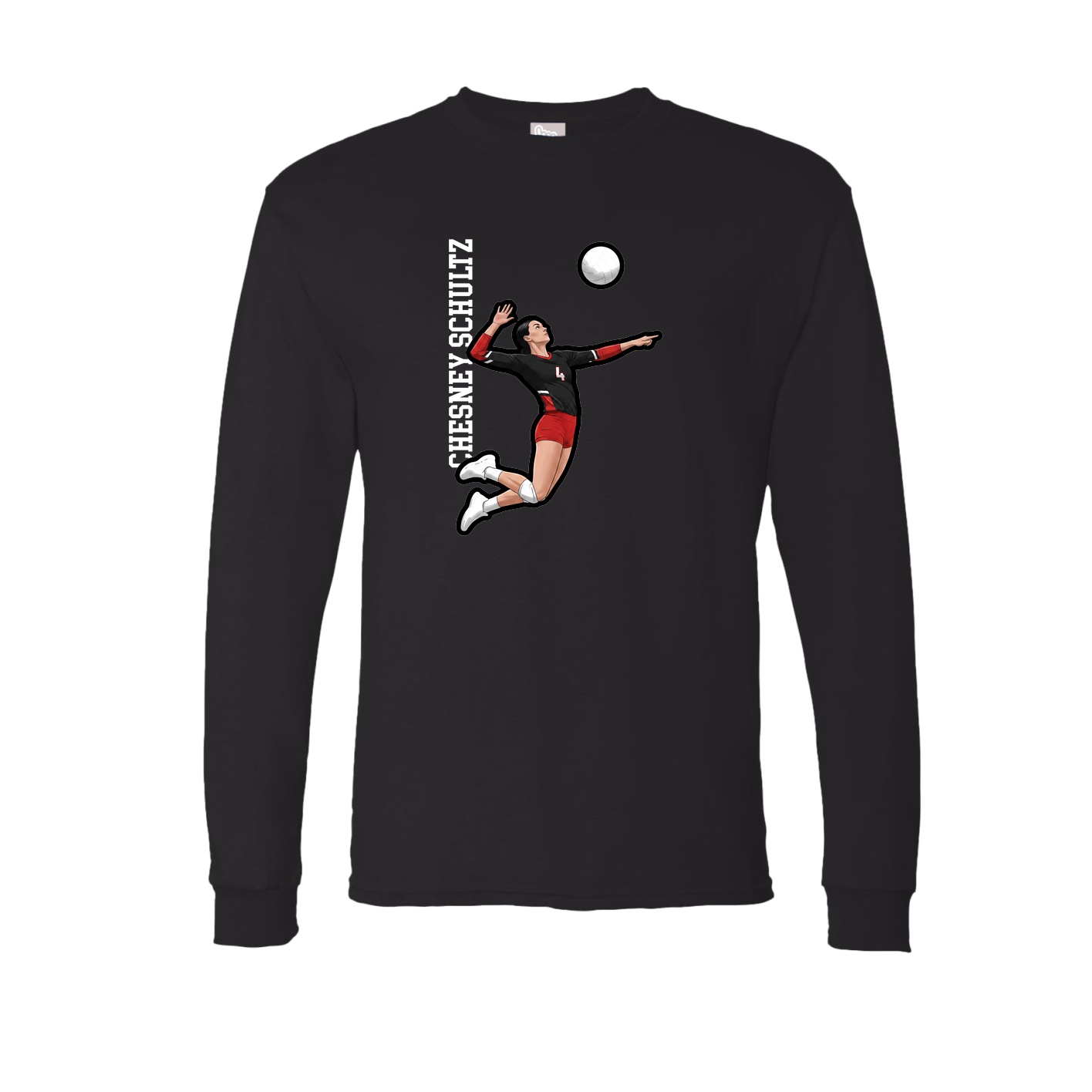 Long Sleeve Tee — Name Vertical in Black