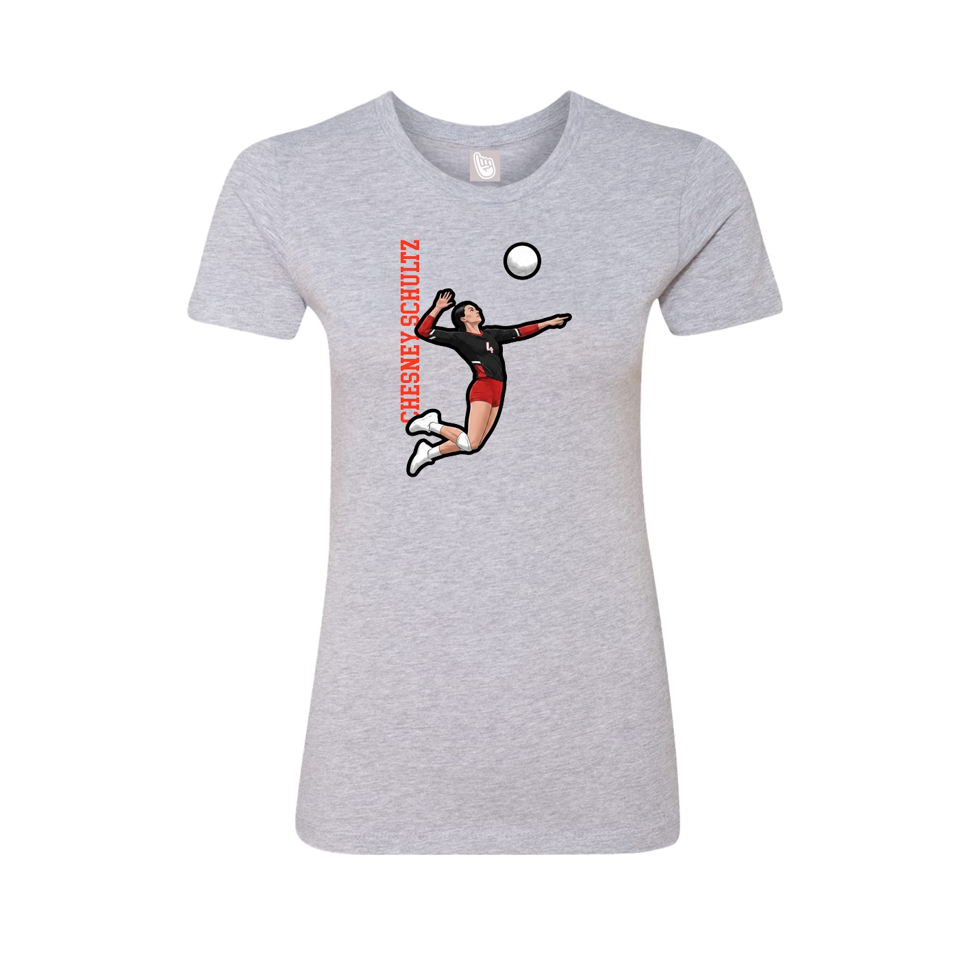 Fitted Women's Tee — Name Vertical in Grey