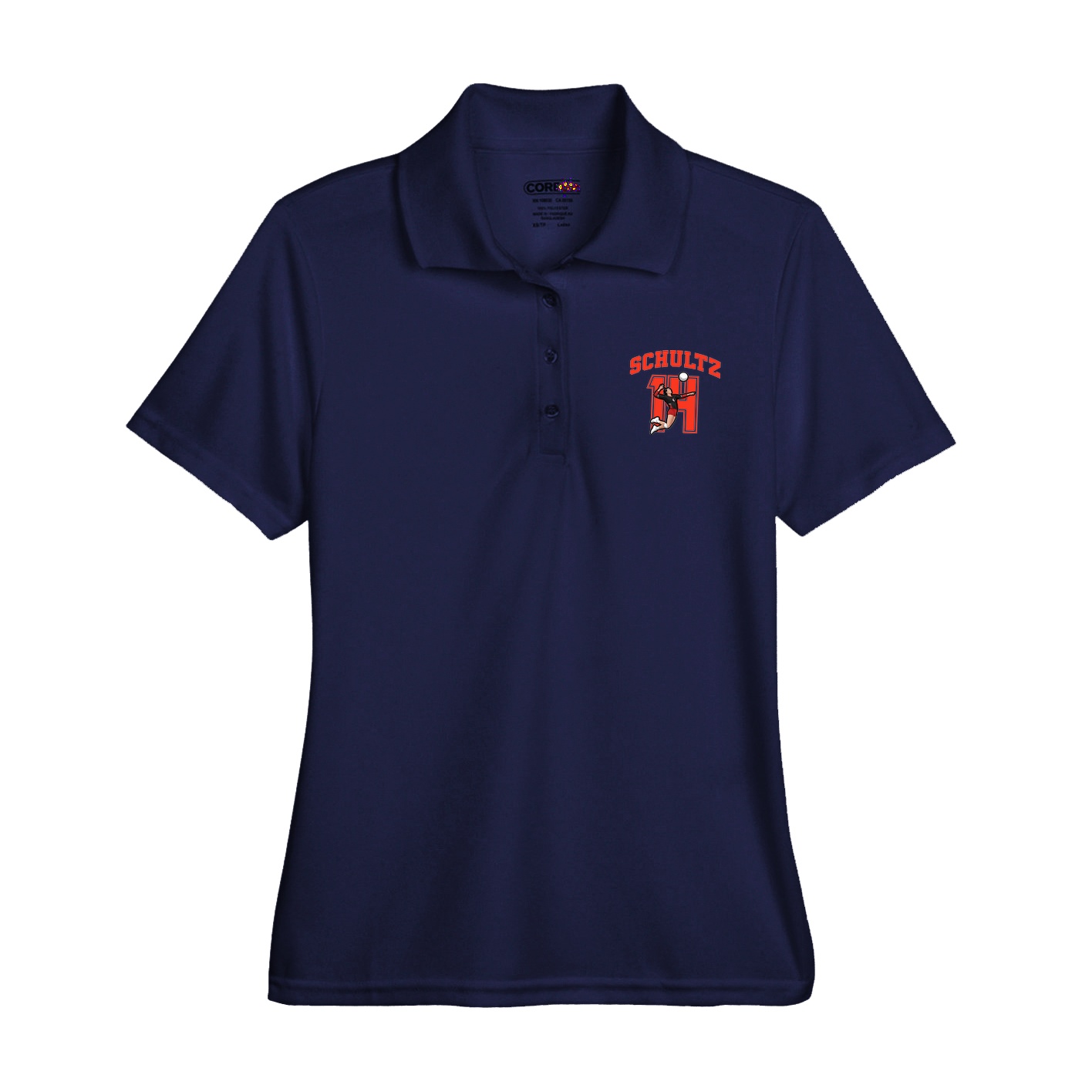 Womens Performance Polo — Number in Navy