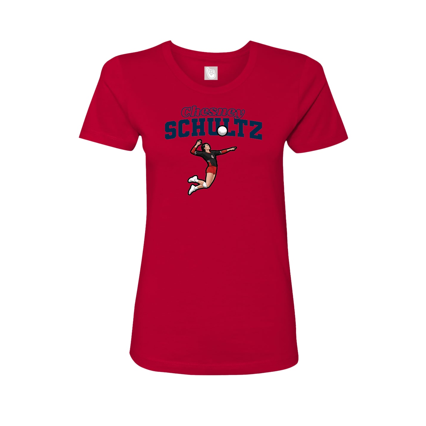 Fitted Women's Tee — Name Arch in Red