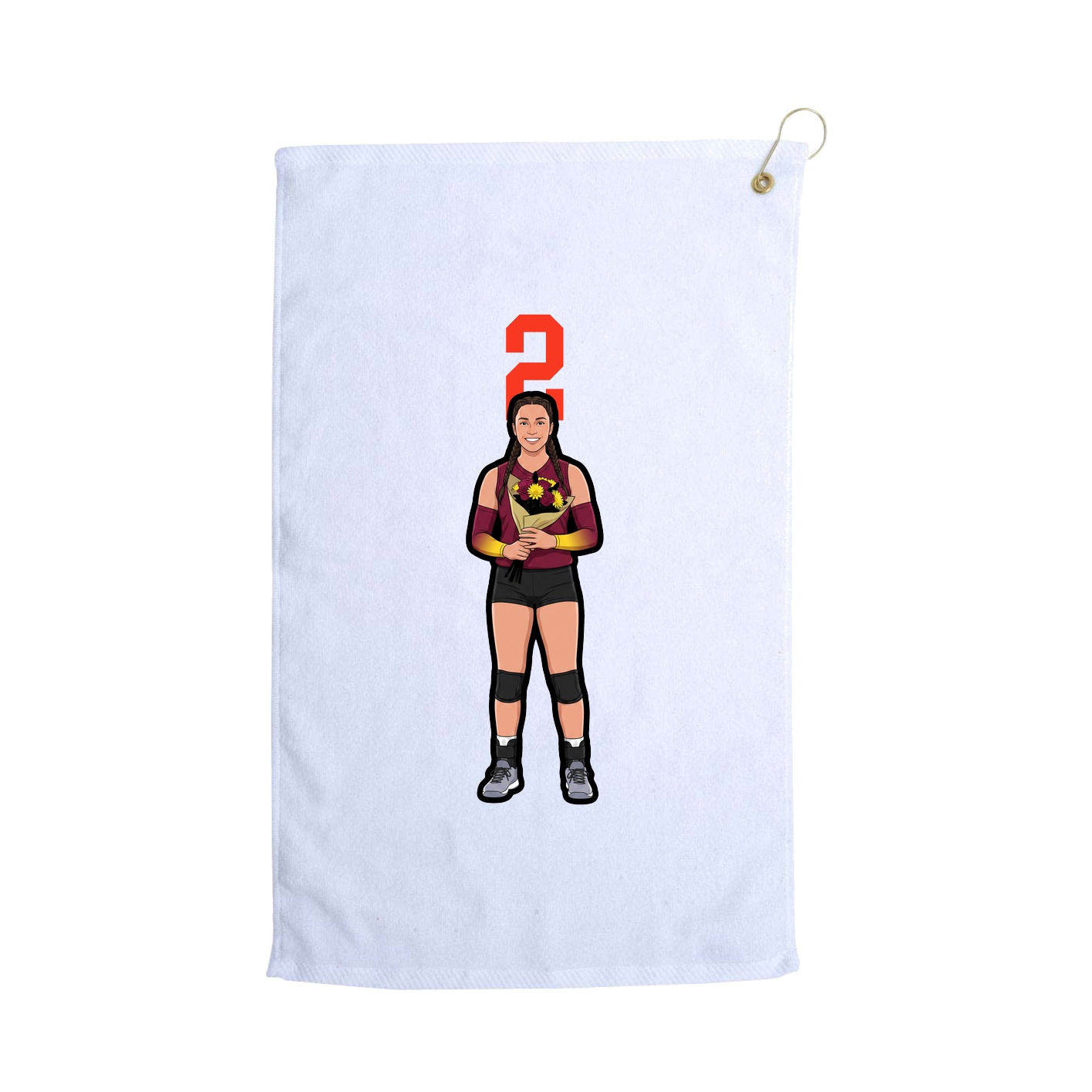 Golf Towel — Number Top in White