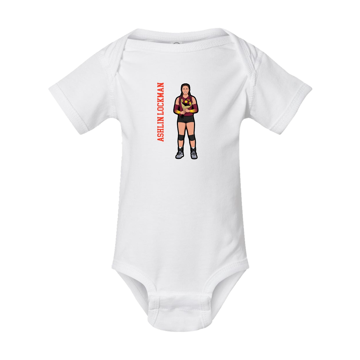 Baby Onesie — Name Vertical in White