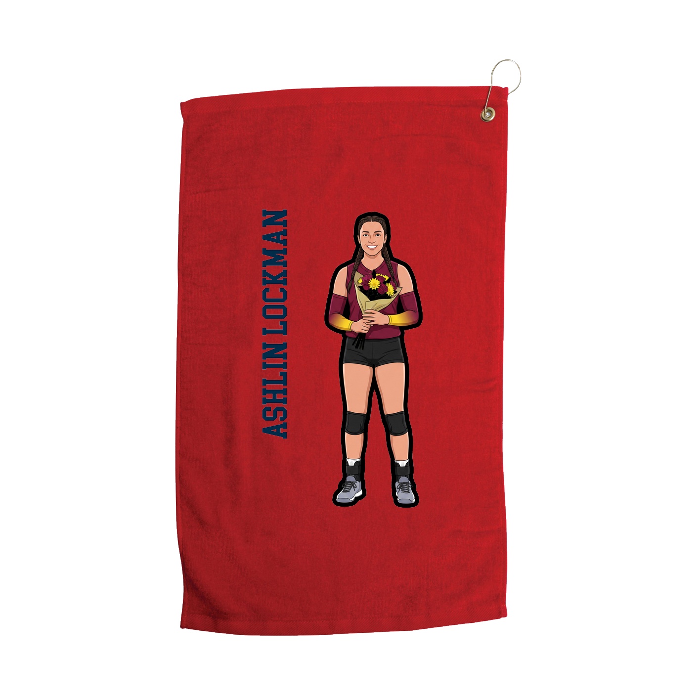 Golf Towel — Name Vertical in Red
