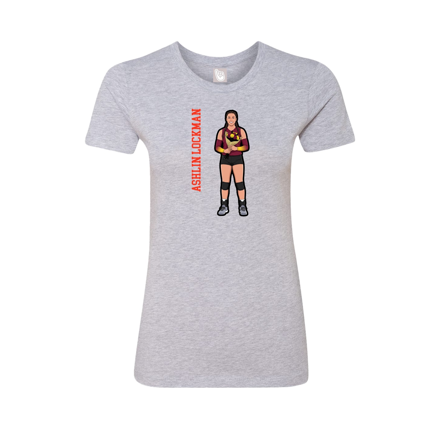 Fitted Women's Tee — Name Vertical in Grey
