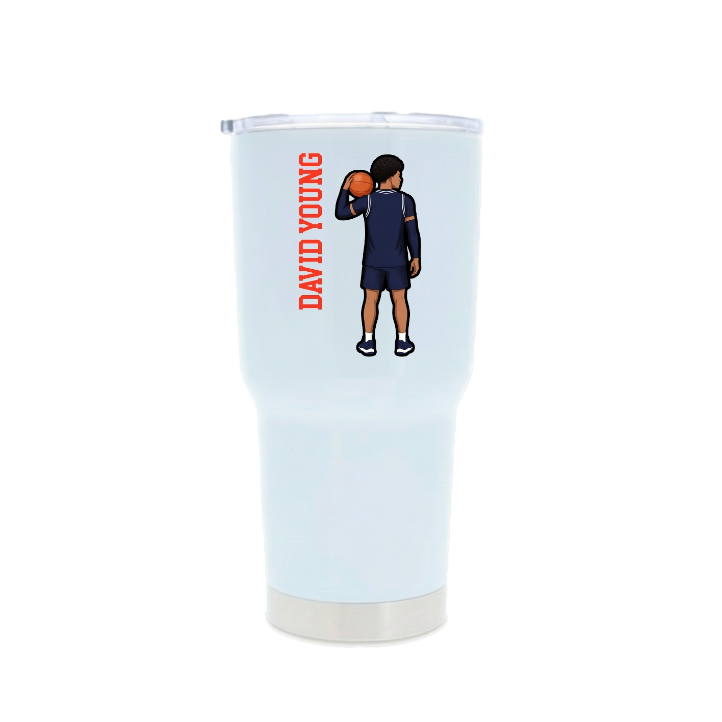 30oz Stainless Steel Tumbler — Name Vertical in White
