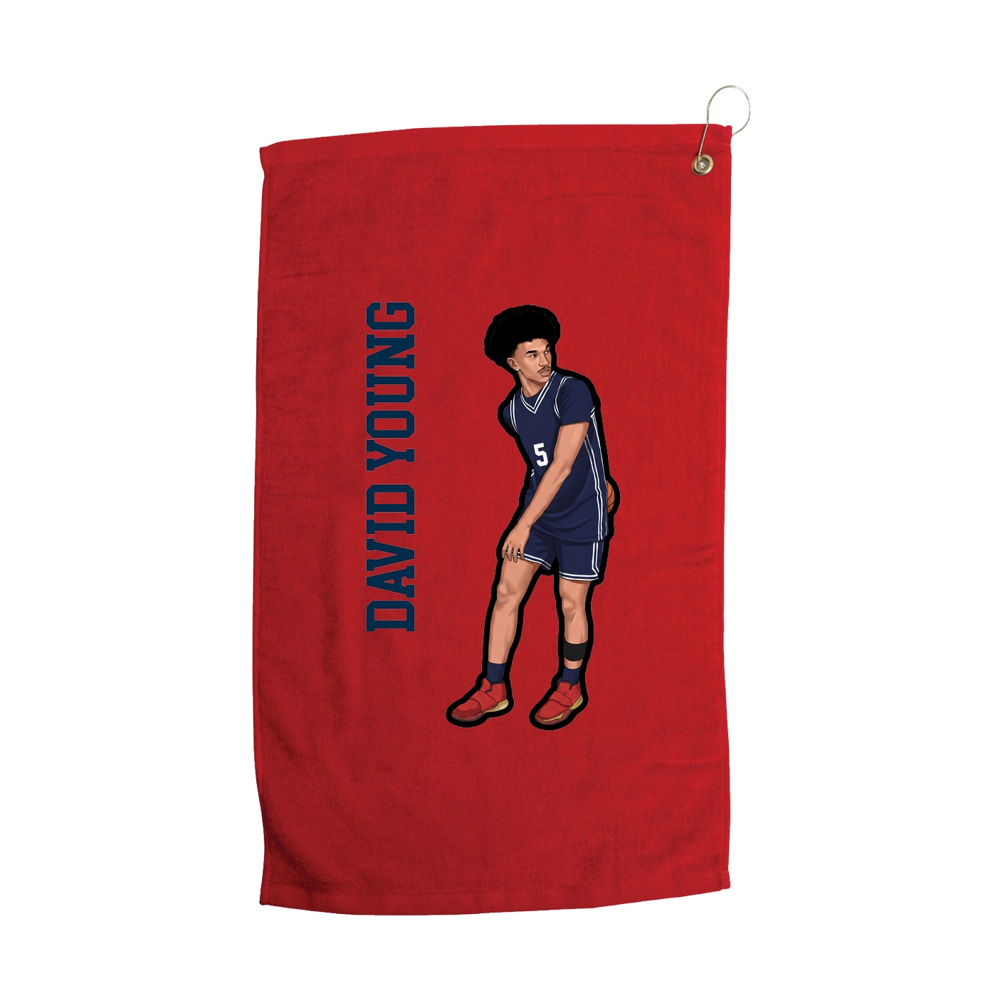 Golf Towel — Name Vertical in Red