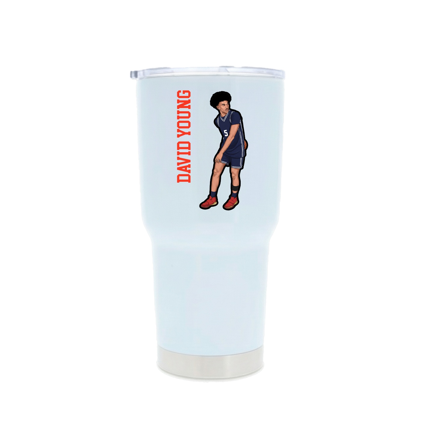 30oz Stainless Steel Tumbler — Name Vertical in White